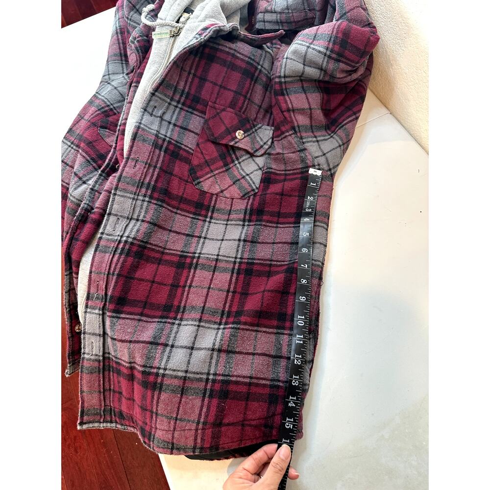 Field & Stream Hooded Flannel Shirt Jacket Men’s XXL Burgundy/Gray Zip Front - Picture 11 of 11